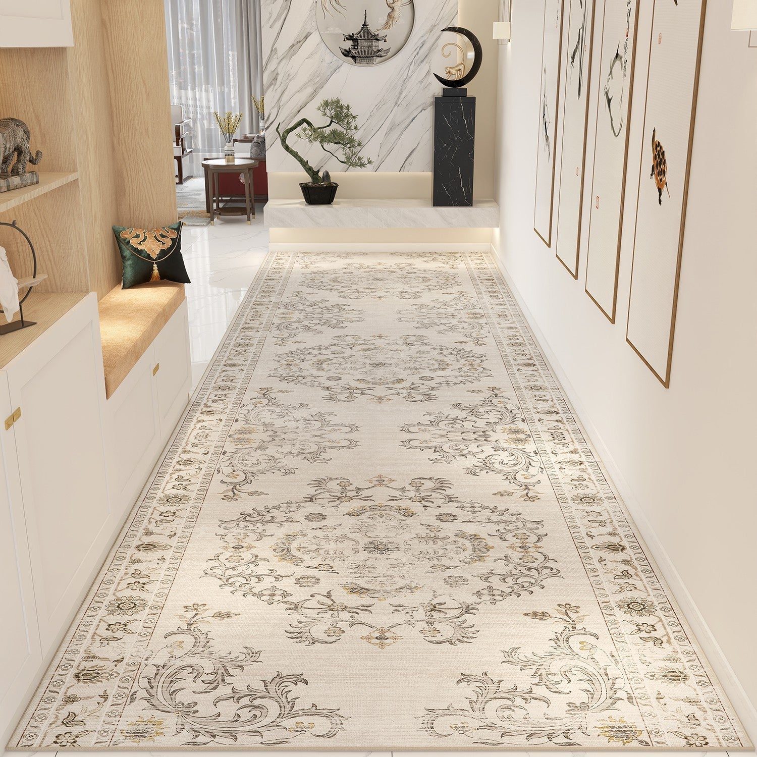 Traditional Morocco Long Narrow Runner Rugs, Extra Long Hallway Runners, Non Slip Entrance Runner Rugs, Bedside Runner Rugs, Entryway Runner Rug Ideas-artworkcanvas