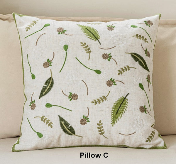 Spring Flower Decorative Throw Pillows, Decorative Pillows for Couch, Farmhouse Sofa Decorative Pillows, Embroider Flower Cotton Pillow Covers-artworkcanvas