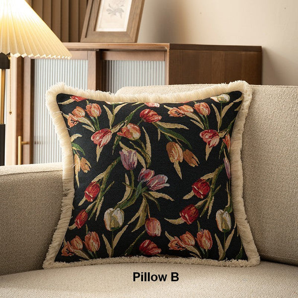 Tulip Flower Pillow Covers, Large Flower Decorative Pillows for Bedroom, Decorative Sofa Pillows for Couch, Farmhouse Decorative Pillows-artworkcanvas