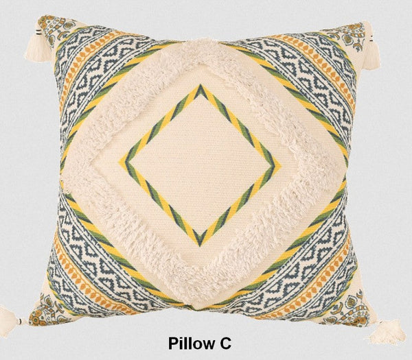 Square Pillows for Couch, Oriental Decorative Throw Pillows for Living Room, Geometric Modern Pillow Covers, Bohemian Decorative Sofa Pillows-artworkcanvas