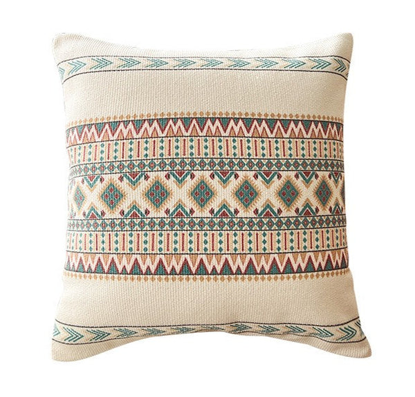 Modern Square Pillows for Couch, Bohemian Decorative Sofa Pillows, Geometric Modern Pillow Covers, Oriental Decorative Throw Pillows for Dining Room-artworkcanvas