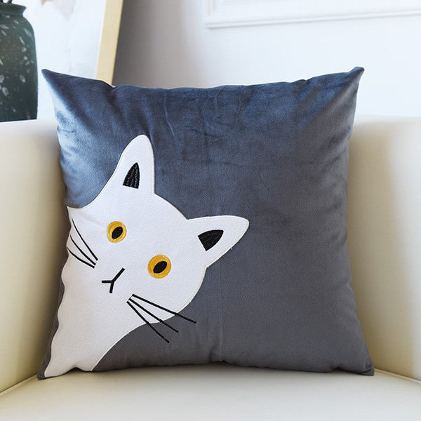 Modern Decorative Throw Pillows, Lovely Cat Pillow Covers for Kid's Room, Modern Sofa Decorative Pillows, Cat Decorative Throw Pillows for Couch-artworkcanvas