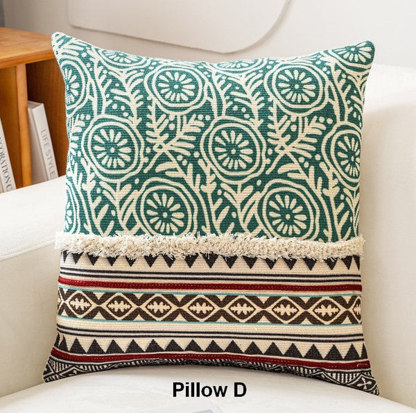 Oriental Square Pillows for Couch, Geometric Modern Pillows, Decorative Throw Pillows for Living Room, Bohemian Decorative Sofa Pillows-artworkcanvas