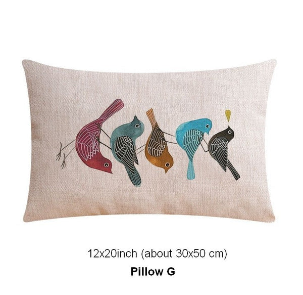 Simple Decorative Pillow Covers, Decorative Sofa Pillows for Living Room, Love Birds Throw Pillows for Couch, Singing Birds Decorative Throw Pillows-artworkcanvas