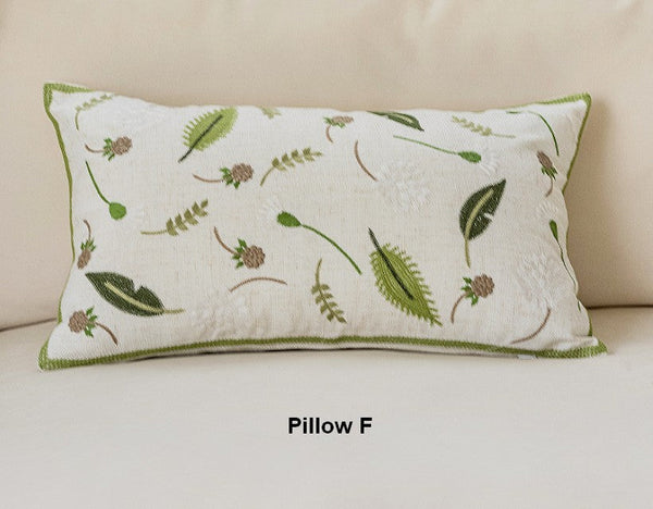 Spring Flower Decorative Throw Pillows, Decorative Pillows for Couch, Farmhouse Sofa Decorative Pillows, Embroider Flower Cotton Pillow Covers-artworkcanvas