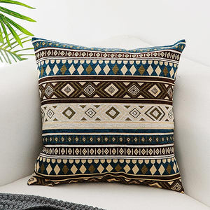 Unique Bohemian Decorative Sofa Pillows, Extra Large Geometric Pattern Chenille Throw Pillows, Oriental Throw Pillow for Couch-artworkcanvas