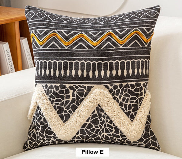 Unique Oriental Square Pillows for Bedroom, Geometric Modern Pillow Covers, Bohemian Decorative Sofa Pillows, Decorative Throw Pillows for Couch-artworkcanvas