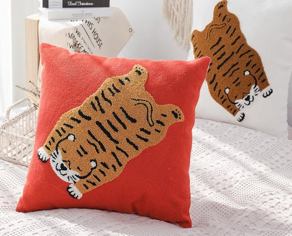 Contemporary Modern Sofa Pillow Covers, Square Modern Throw Pillows for Couch, Lovely Tiger Decorative Pillows for Children's Room, Decorative Pillows for Bedroom-artworkcanvas