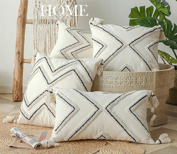 Beige Decorative Throw Pillows, Geometric Square Modern Throw Pillows for Couch, Contemporary Throw Pillow for Interior Design-artworkcanvas