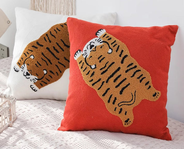 Contemporary Modern Sofa Pillow Covers, Square Modern Throw Pillows for Couch, Lovely Tiger Decorative Pillows for Children's Room, Decorative Pillows for Bedroom-artworkcanvas