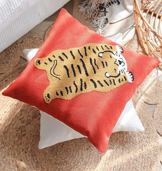 Contemporary Modern Sofa Pillow Covers, Square Modern Throw Pillows for Couch, Lovely Tiger Decorative Pillows for Children's Room, Decorative Pillows for Bedroom-artworkcanvas