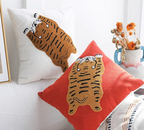 Contemporary Modern Sofa Pillow Covers, Square Modern Throw Pillows for Couch, Lovely Tiger Decorative Pillows for Children's Room, Decorative Pillows for Bedroom-artworkcanvas