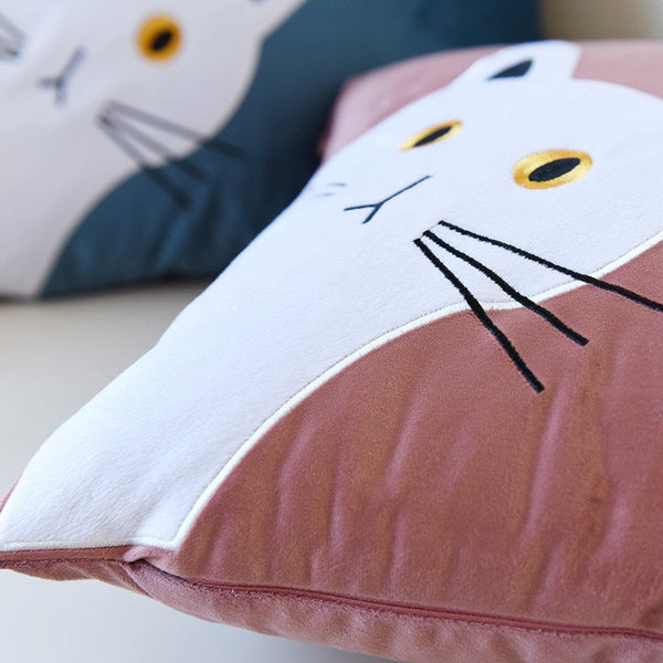 Modern Sofa Decorative Pillows, Lovely Cat Pillow Covers for Kid's Room, Cat Decorative Throw Pillows for Couch, Modern Decorative Throw Pillows-artworkcanvas