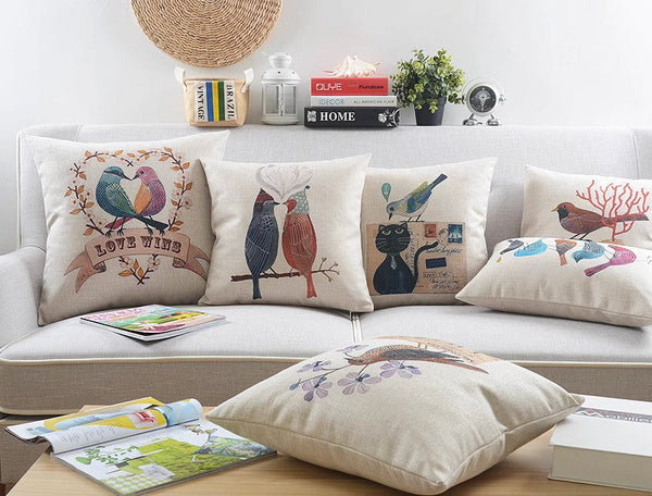 Love Birds Throw Pillows for Couch, Singing Birds Decorative Throw Pillows, Modern Sofa Decorative Pillows, Decorative Pillow Covers-artworkcanvas