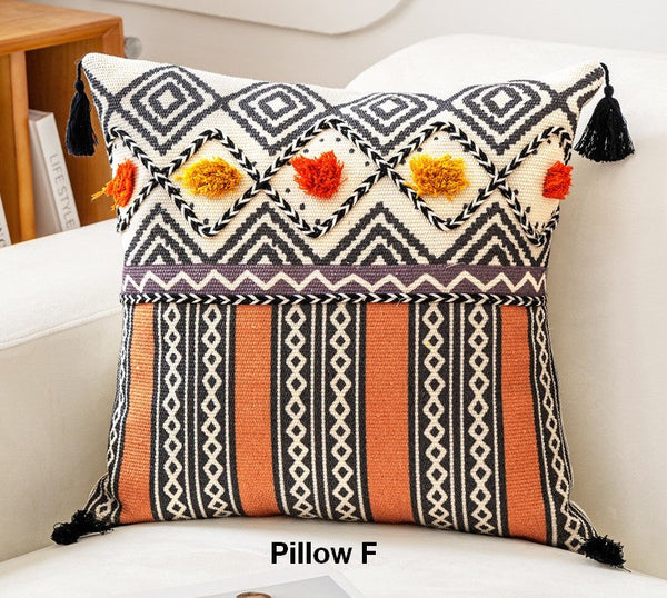 Oriental Square Pillows for Couch, Geometric Modern Pillows, Decorative Throw Pillows for Living Room, Bohemian Decorative Sofa Pillows-artworkcanvas