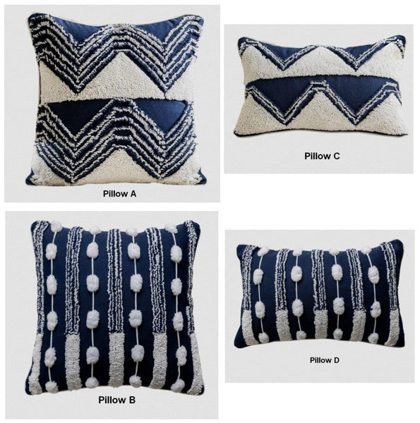 Modern Decorative Pillows for Bedroom, Decorative Pillow Covers, Blue Square Modern Decorative Pillows for Couch, Contemporary Modern Sofa Pillows-artworkcanvas