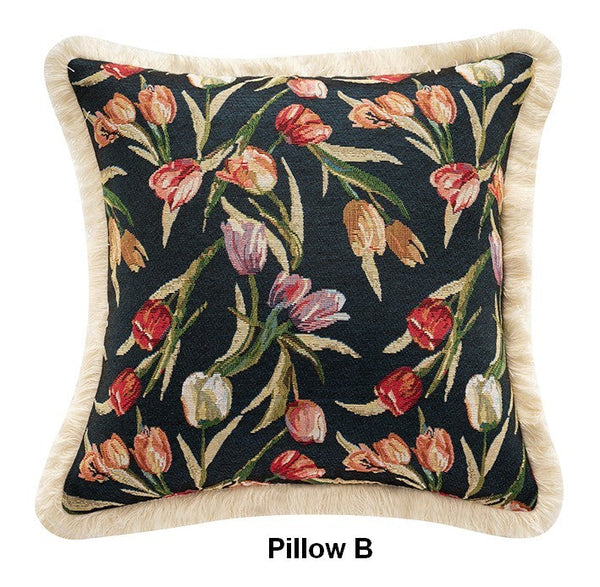 Tulip Flower Pillow Covers, Large Flower Decorative Pillows for Bedroom, Decorative Sofa Pillows for Couch, Farmhouse Decorative Pillows-artworkcanvas