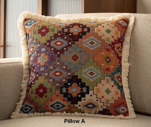 Bohemian Decorative Sofa Pillows for Living Room, Flower Decorative Pillows for Bedroom, Extra Large Modern Geometric Pillows-artworkcanvas