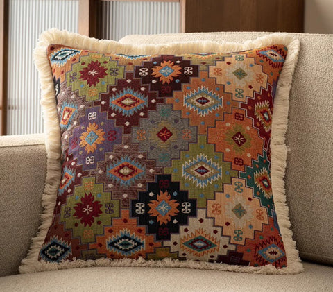 Bohemian Decorative Sofa Pillows for Living Room, Flower Decorative Pillows for Bedroom, Extra Large Modern Geometric Pillows-artworkcanvas