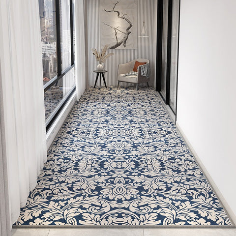 Bedroom Runner Rugs, Stain-resistant Non Slip Entrance Hallway Runners, Extra Long Narrow Blue Runner Rugs, Modern Long Hallway Runners, Contemporary Entryway Runner Rug Ideas-artworkcanvas