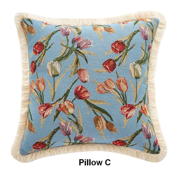 Tulip Flower Pillow Covers, Large Flower Decorative Pillows for Bedroom, Decorative Sofa Pillows for Couch, Farmhouse Decorative Pillows-artworkcanvas