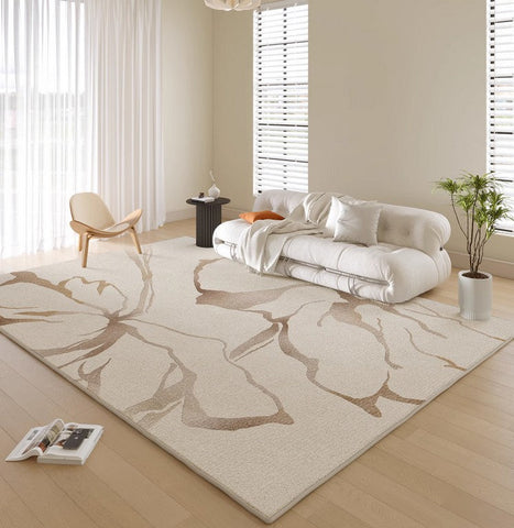 Living Room Contemporary Modern Rugs, Soft Rugs under Coffee Table, French Style Modern Rugs for Interior Design, Flower Pattern Modern Rugs for Dining Room-artworkcanvas