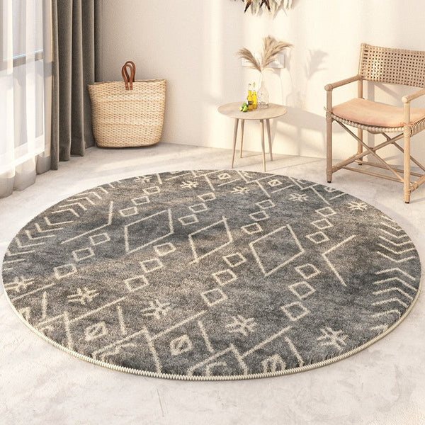 Geometric Modern Rugs for Bedroom, Circular Modern Rugs under Sofa, Modern Round Rugs under Coffee Table, Abstract Contemporary Round Rugs-artworkcanvas