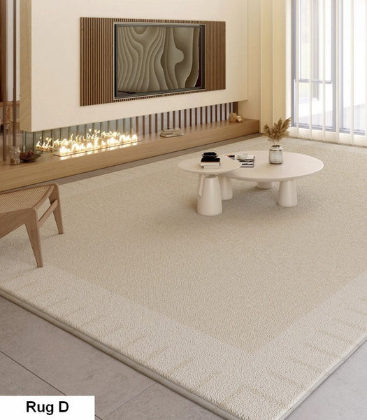 Unique Contemporary Modern Rugs, Large Cream Color Geometric Carpets, Abstract Modern Rugs for Living Room, Soft Modern Rugs under Dining Room Table-artworkcanvas