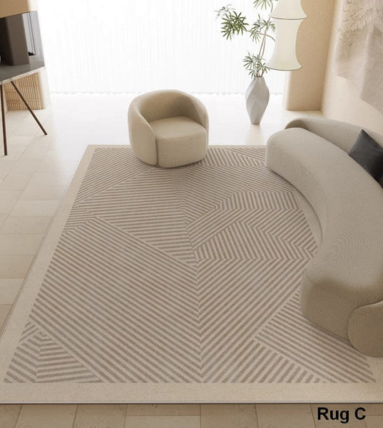 Soft Modern Rugs under Coffee Table, Modern Living Room Area Rugs, Geometric Floor Carpets, Bedroom Modern Rugs, Modern Rugs for Dining Room Table-artworkcanvas