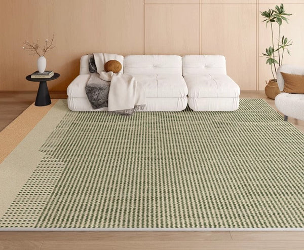 Contemporary Abstract Rugs for Dining Room, Living Room Modern Rug Ideas, Bedroom Floor Rugs, Green Abstract Rugs for Living Room-artworkcanvas