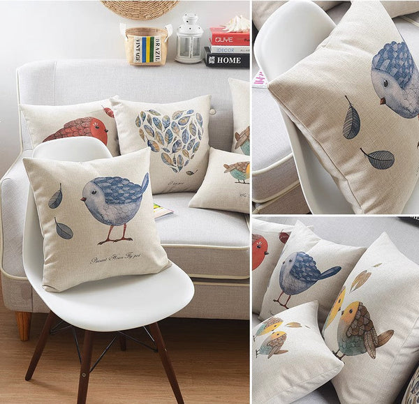 Love Birds Throw Pillows for Couch, Simple Decorative Pillow Covers, Decorative Sofa Pillows for Children's Room, Singing Birds Decorative Throw Pillows-artworkcanvas