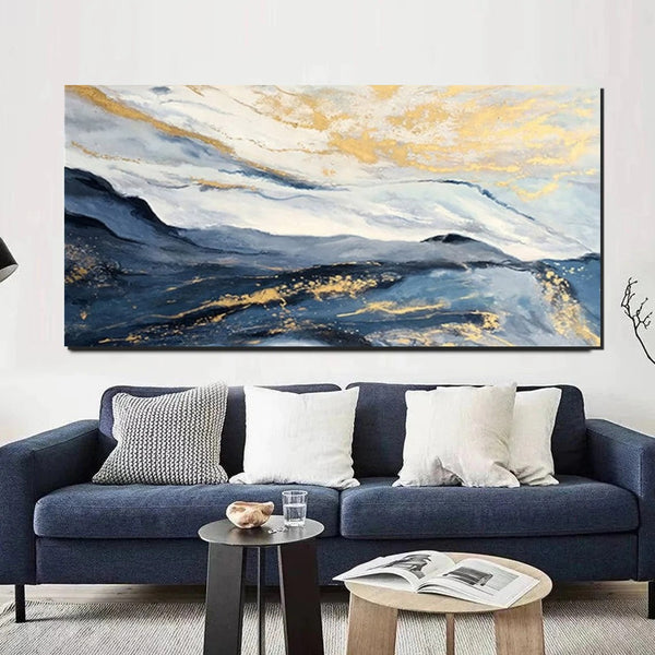 Acrylic Abstract Painting Behind Couch, Buy Paintings Online, Large Painting on Canvas, Living Room Wall Art Paintings, Simple Acrylic Painting Ideas-artworkcanvas