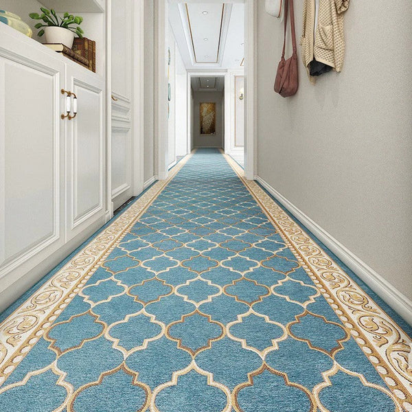 Modern Long Hallway Runners, Entryway Runner Rugs, Stain-resistant Non Slip Entrance Hallway Runners, Extra Long Narrow Runner Rugs, Kitchen Runner Rugs, Blue Hallway Runners-artworkcanvas