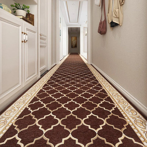 Modern Extra Long Hallway Runners, Stain-resistant Non Slip Kitchen Runner Rugs, Easy Care Entryway Brown Runner Rugs, Long Narrow Runner Rugs, Entrance Hallway Runners, Hallway Runners-artworkcanvas