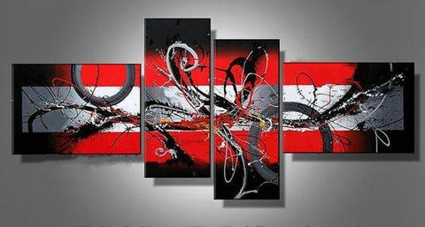 Large Modern Paintings on Canvas, Simple Abstract Canvas Art, Black and Red Wall Art Paintings, Extra Large Canvas Painting-artworkcanvas