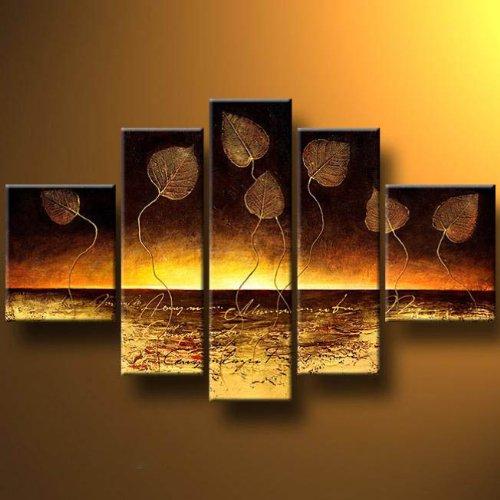 Modern Abstract Painting, Golden Leaves Painting, Abstract Canvas Paintings, Canvas Painting for Dining Room, Modern Wall Art Paintings-artworkcanvas