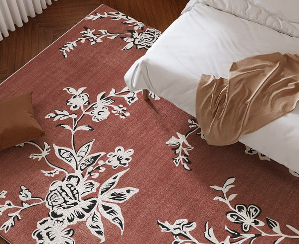 Abstract Contemporary Rugs Next to Bed, Flower Pattern Contemporary Modern Rugs, Modern Rugs for Living Room, Modern Rugs for Dining Room-artworkcanvas