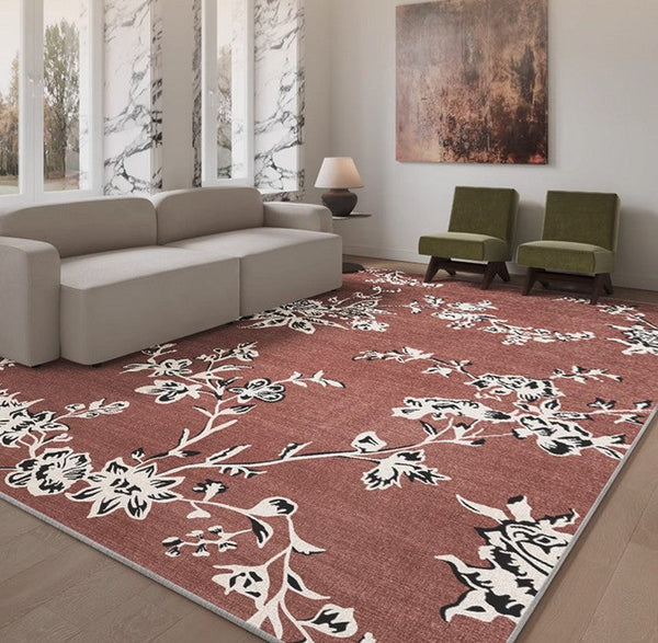 Modern Rugs for Living Room, Abstract Contemporary Rugs Next to Bed, Flower Pattern Contemporary Modern Rugs, Modern Rugs for Dining Room-artworkcanvas