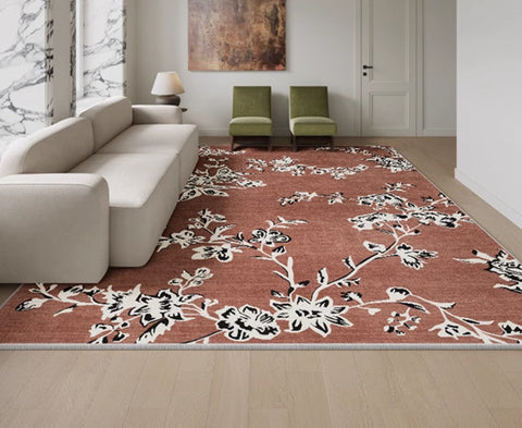 Modern Rugs for Living Room, Abstract Contemporary Rugs Next to Bed, Flower Pattern Contemporary Modern Rugs, Modern Rugs for Dining Room-artworkcanvas