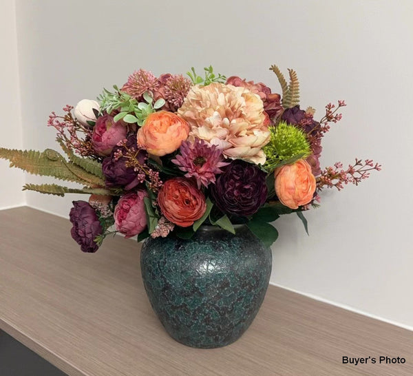 Large Bunch of Autumn Flowers Arrangement, Peony Faux Silk Floral Bouquet Table Centerpiece, Amazing Artificial Floral Arrangement for Dining Room-artworkcanvas