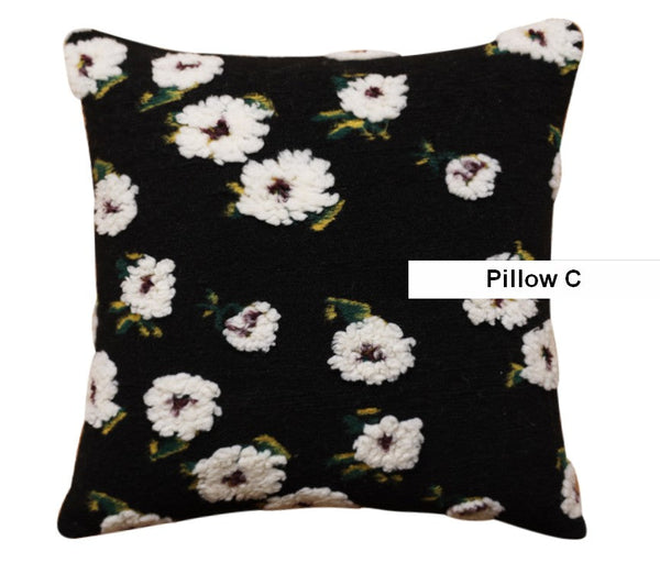 Square Modern Throw Pillows for Couch, Contemporary Modern Sofa Pillows, Flower Decorative Pillow Covers, Decorative Pillows for Bedroom-artworkcanvas