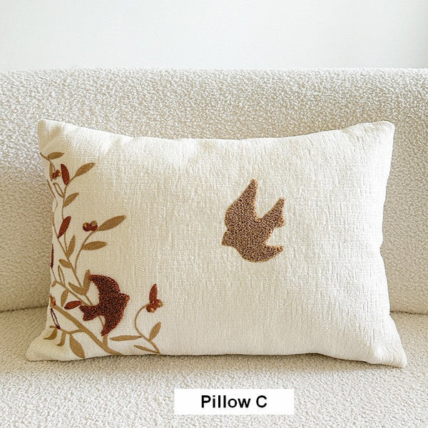 Square Decorative Pillow Covers, Decorative Pillows for Couch, Farmhouse Decorative Pillows for Sofa, Spring Swallow Decorative Pillows for Bedroom-artworkcanvas