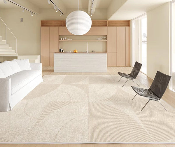 Modern Rugs under Sofa, Abstract Contemporary Rugs for Bedroom, Dining Room Floor Rugs, Modern Rugs for Office, Large Cream Color Rugs in Living Room-artworkcanvas