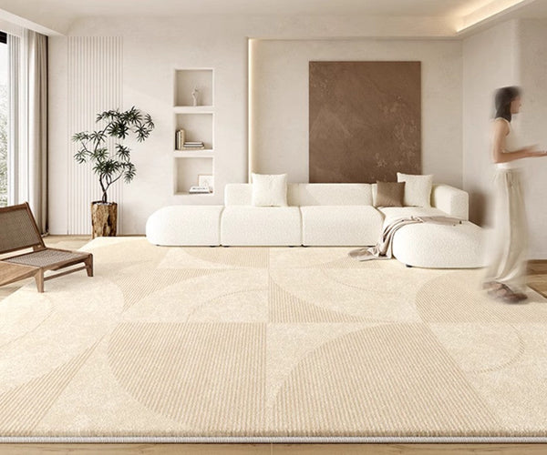 Abstract Contemporary Rugs for Bedroom, Dining Room Floor Rugs, Modern Rugs for Office, Large Cream Color Rugs in Living Room, Modern Rugs under Sofa-artworkcanvas