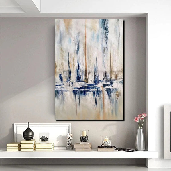 Large Wall Art for Living Room, Acrylic Canvas Paintings, Abstract Sail Boat Painting, Modern Wall Art Paintings, Contemporary Painting-artworkcanvas