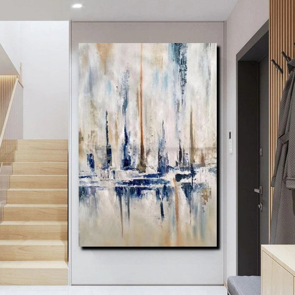 Large Wall Art for Living Room, Acrylic Canvas Paintings, Abstract Sail Boat Painting, Modern Wall Art Paintings, Contemporary Painting-artworkcanvas