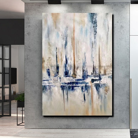 Large Wall Art for Living Room, Acrylic Canvas Paintings, Abstract Sail Boat Painting, Modern Wall Art Paintings, Contemporary Painting-artworkcanvas