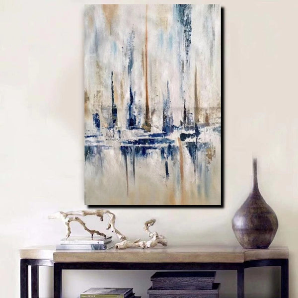 Large Wall Art for Living Room, Acrylic Canvas Paintings, Abstract Sail Boat Painting, Modern Wall Art Paintings, Contemporary Painting-artworkcanvas