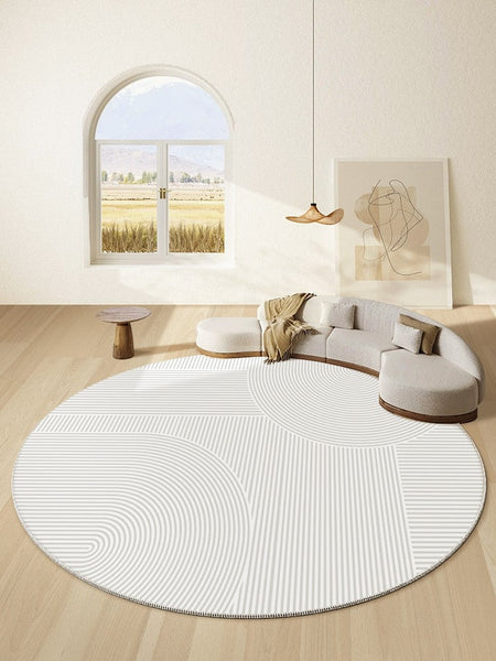 Geometric Carpets for Sale, Circular Rugs under Dining Room Table, Contemporary Round Rugs Next to Bed, Abstract Modern Rugs for Living Room-artworkcanvas