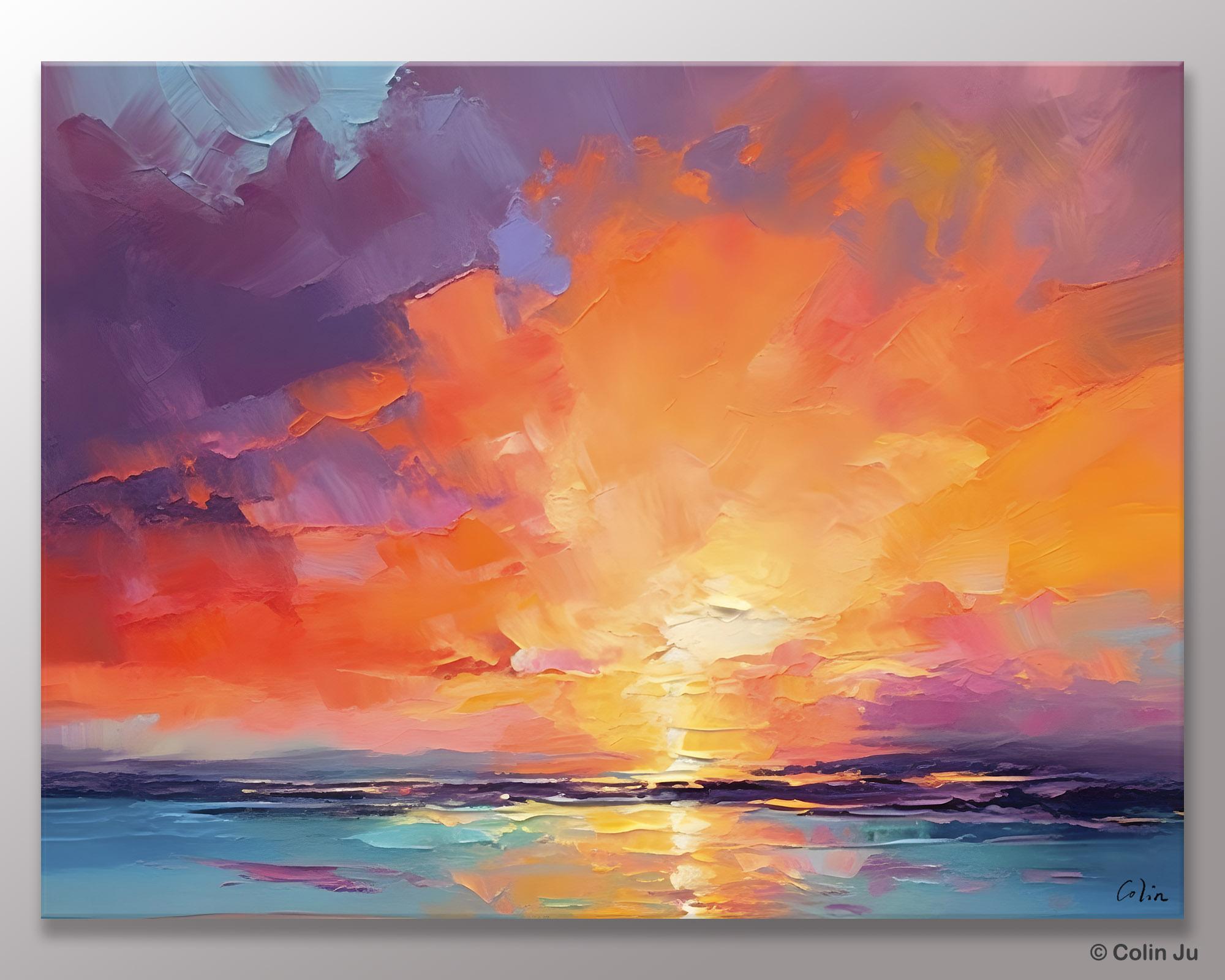 Sunset Painting, Acrylic Paintings for Living Room, Abstract